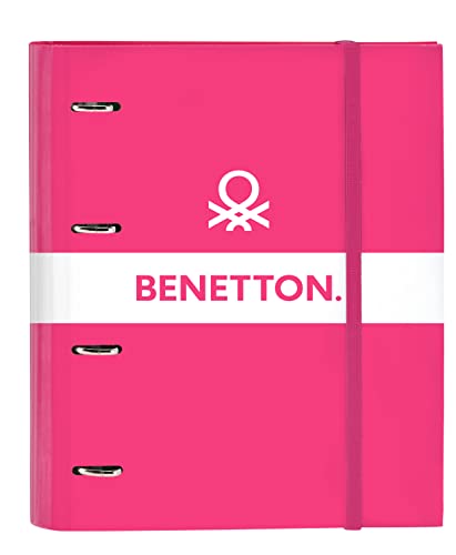 Safta BENETTON Raspberry - 4 Ringe, 35 cm, mit 100 A4-Blättern, ideal für Kinder verschiedener Altersgruppen, bequem und vielseitig, Qualität und Stärke, 27 x 3,5 x 32 cm, Fuchsia von safta