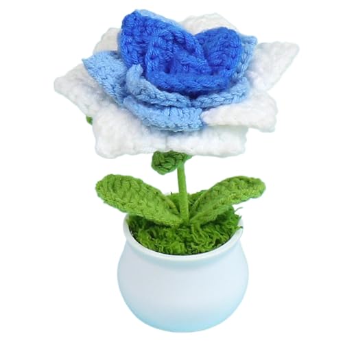 saibunratus Häkelblume, handgefertigte Strickblumen, gehäkelte Rosen, niedliche gehäkelte Auto-Dekoration, Blumen-Schreibtisch-Dekorationen, Geschenk für Frauen, Mutter, Ehefrau von saibunratus