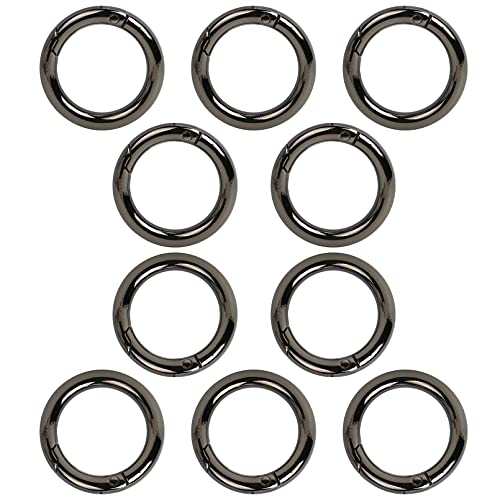 10 Stück 25mm Runde Karabiner,Karabiner Ring,Karabinerhaken aus Zinklegierung Snap Ring für Schlüssel Organisation und DIY Handwerk,Schwarz von saizone