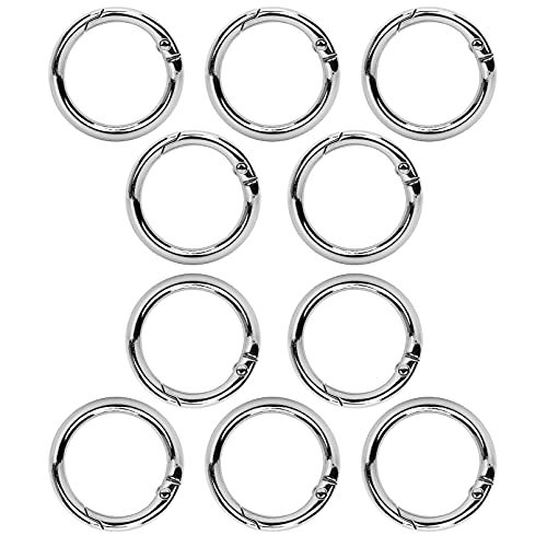 10 Stück 25mm Runde Karabiner,Karabiner Ring,Karabinerhaken aus Zinklegierung Snap Ring für Schlüssel Organisation und DIY Handwerk,Silber von saizone