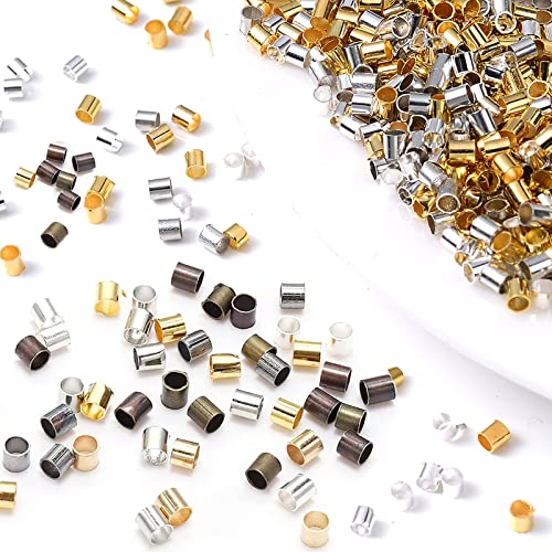 saizone 1500 Stück Quetschperlen,Tube Crimp Perlen,Kupferrohr Crimp Perlen,Gemischte Armband Lose Perlen Spacer,Schmuckherstellung Ende Kappe für DIY Schmuck zubehörHerstellung 1.5mm/2.0mm/2.5mm von saizone