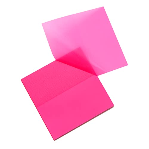 Transparente Haftnotizen,Selbstklebendes Transparent Sticky Notes,Wasserfest Haftnotizzettel Set,Wiederbeschreibbar Klebezettel,für Schule,Büro,Studenten,Dokumenten,Büchern,75×75 mm,50PCS(Rosenrot) von saizone