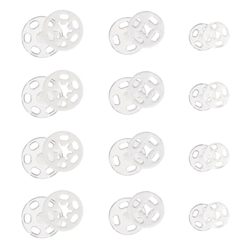 100 Paare Druckknöpfe zum Anähen Druckknopf, Transparent Kunststoff Knopf Unsichtbare Druckknöpfe für Nähen von Kleidung, DIY, Handwek, 7mm, 12.5mm, 15mm von salbsever