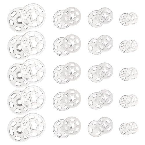 120 Paare Druckknöpfe, Druckknopf zum Anähen Transparent Kunststoff Knopf Unsichtbare Druckknöpfe für Nähen von Kleidung, DIY, Handwek, 7mm, 12mm, 15mm, 20mm von salbsever