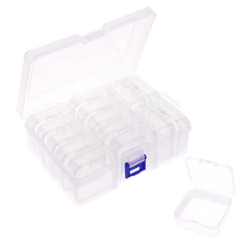 salbsever 14 Stück Plastikbox mit Deckel Kleine Aufbewahrungsbox Transparent Mini Leere Boxen Bastelzubehör Kunststoff Sortierbox für Kleine Perlen Schmuck Schrauben Bastelprojekte 5.5 x 5.5 x 2cm von salbsever