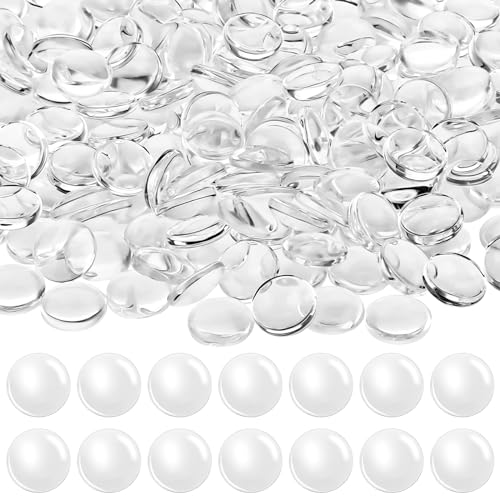 200 Stück Glasnuggets Klar, Runde Cabochons Crystal Clear Flache Rückseite Glaskuppel Fassung Flat Back Glasstein Set für DIY Schmuckherstellung 12mm von salbsever