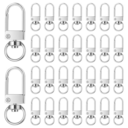 30 Stück Metall Krallenverschlüsse, Swivel Lanyard Verschlüsse Snap Hooks Strap for Jewelry Purse Making DIY Bags Keychain Key Rings Art Crafts (Silver) von salbsever