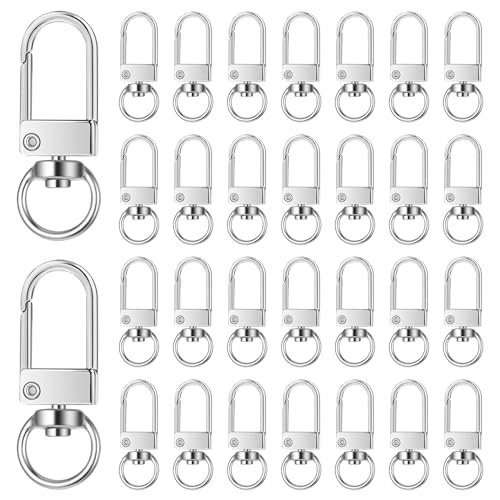 Metal Krallenverschlüsse Drehbare, 30 Stück Swivel Lanyard Verschlüsse Snap Hooks, Silver Krallenverschlüsse für Jewelry Purse Making DIY Bags Keychain Key Rings Art Crafts Schlüsselring von salbsever