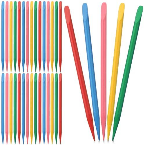 30 Stück bunte robuste Holz-Sticks für Kunst-Stylus-Sticks in 5 Farben, farbige Bastelstäbe für DIY, kreatives Zeichnen, Weihnachten, Erntedankfest, Kratzkunst, Aktivität, Bastelprojekte, 11,9 cm lang von salbsever