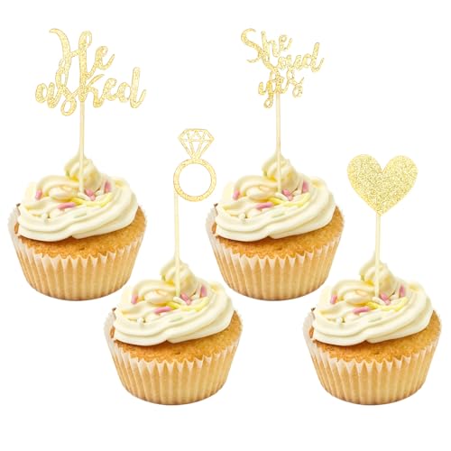 36 Stück Cupcake Topper Cupcake Deko Hochzeit Cupcake Toppers Glitter Party Cupcake Toppers Herr und Frau Kuchen Braut und Bräutigam für Brautdusche verheiratet Bachelorette Engagement Dekorationen von salbsever