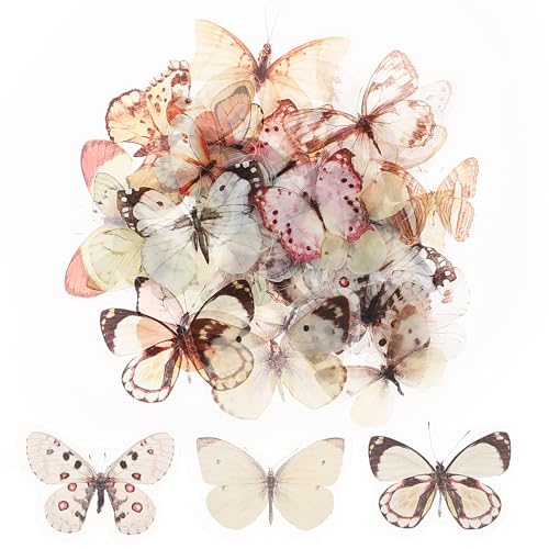 40 Stück Schmetterling Aufkleber Weiss Transparente, 20 Stile Aufkleber Schmetterling, Scrapbooking Scrapbook Sticker für DIY Dekoration, Scrapbooking, Laptop, Gepäck, Wand und Fenster von salbsever