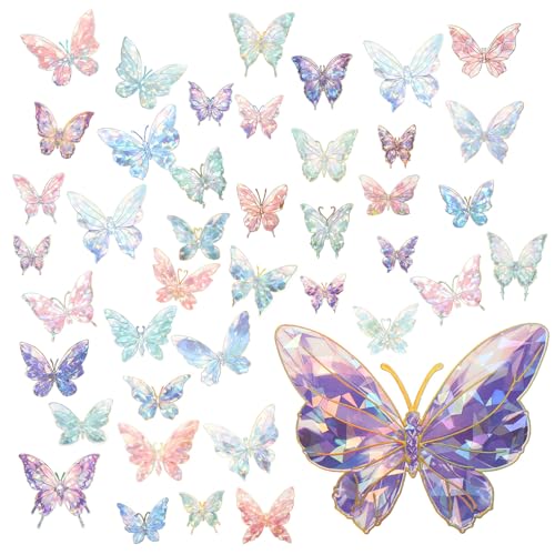 80 Stück Holografische Schmetterling Aufkleber Schmetterling Sticker Set Glitzer Schmetterlings Aufkleber Wasserfester Klebstoff Holografische Aufkleber Für Sammelalbum Tagesplaner Handyhülle von salbsever