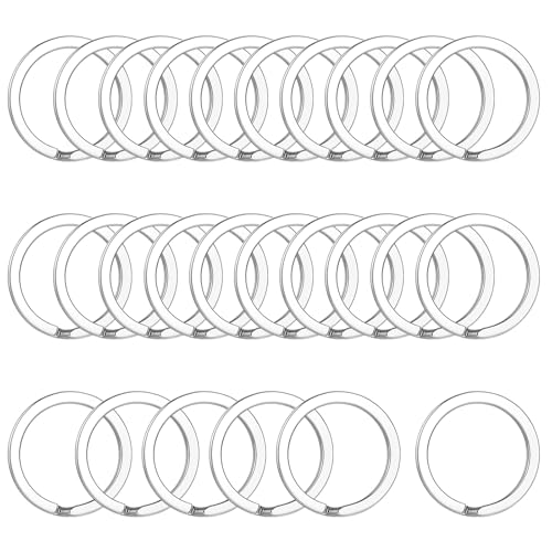 Edelstahl Flache Schlüsselanhänger Ringe, 25 Stück 20mm Schlüssel Ring, Runde Flache Ringe Spaltringe für Auto Haus Schlüssel DIY Handgemachtes Hausschlüsseln Schlüssel Zubehör(Silber) von salbsever