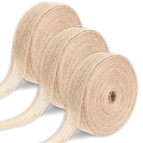 Juteband 2cm Breit Weich Sackleinen Band, Vintage Geschenkband Dekoband Jute für DIY Handwerk Hochzeitdeko Blumenstrauß Dekoration Esstisch von salbsever