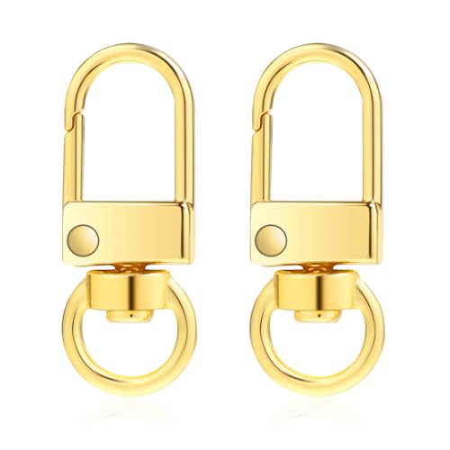 2 Stück Gold Karabinerhaken Metall Schlüsselanhänger Krallenverschlüsse Drehbare karabiner Lanyard Verschlüsse für DIY Handtasche Keychain Schlüsselring Stecker Schmuck von salbsever