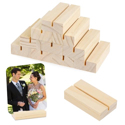 salbsever 10 Stück Holz Kartenhalter, Funktional Vielseitig Tischkartenhalter Holz Hochzeit Tischnummer Halter für Restaurants,Hochzeiten,Partys Fotoständer Holzständer (7x3.5x1.8cm) von salbsever