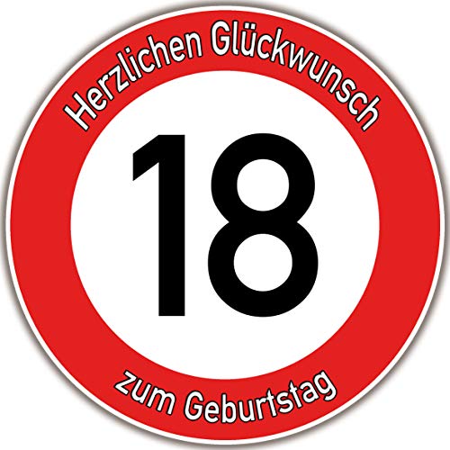 Tortenaufleger Fototorte Tortenbild Warnschild 18. Geburtstag rund 20 cm GB03 (Zuckerpapier) von sales-world24