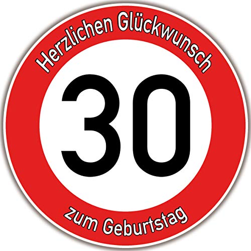 Tortenaufleger Fototorte Tortenbild Warnschild 30. Geburtstag rund 20 cm GB06 (Zuckerpapier) von sales-world24