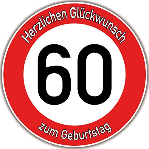 Tortenaufleger Fototorte Tortenbild Warnschild 60. Geburtstag rund 20 cm GB09 (Zuckerpapier) von sales-world24