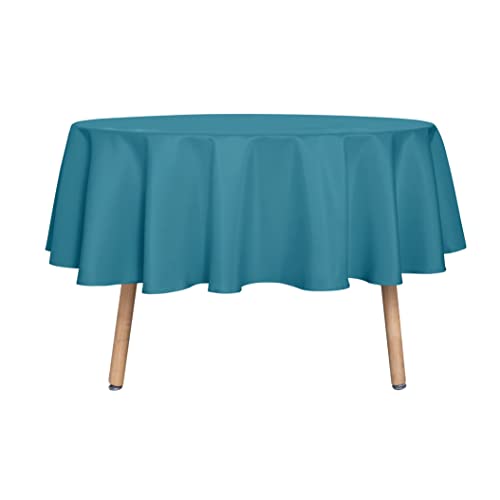 sancua Runde Tischdecke – 152,4 cm – wasserabweisend, auslaufsicher, waschbar, Polyester-Tischdecke, dekorativer Stoff für Esstisch, Buffet-Partys und Camping, Blaugrün von sancua