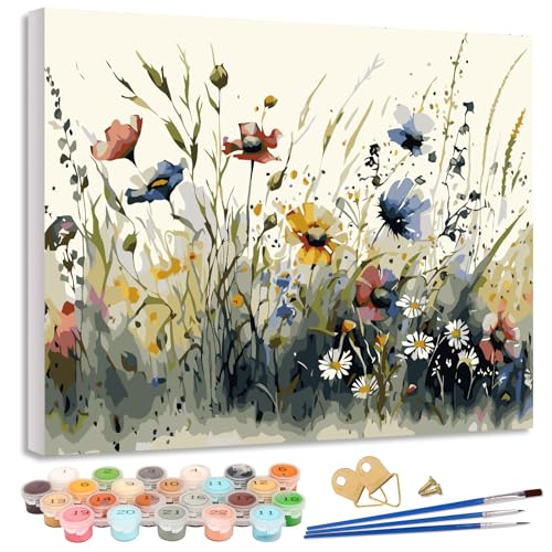 sancuanyi Malen nach Zahlen Erwachsene Blumen Paint by Numbers Adult Malen-Nach-Zahlen Erwachsene Kinder Anfänger Leinwand Kreativ Set DIY Set 40x50 cm (Ohne Rahmen) für Home Decor Wandkunst von sancuanyi