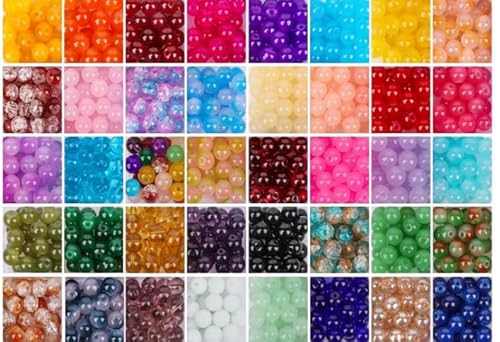 1800 Stück Glasperlen-Schmuckherstellungs-Set, gebrochen, zweifarbig, einfarbig, 8 mm, 3-in-1-Kristallperlen, Armbandherstellung, 32 Farben, DIY-Schmuck- und Bastelset für Anfänger, runde von sanendin