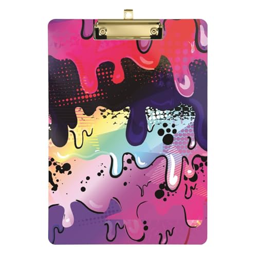 Bright Paint Streaks Padfolio Klemmbrett Transparent Klemmbrett für Jungen für legale Frauen Basketball Trainer Größe 9 x 12 von sanluoli