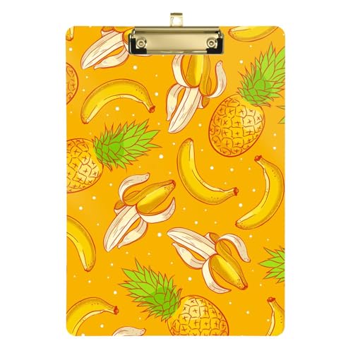 Delicious Yellow Ananas Banana Gepolstertes Klemmbrett Transparent zerbrechlich Klemmbrett für Hausaufgaben Pädiatrische Größe 22,9 x 30,5 cm von sanluoli