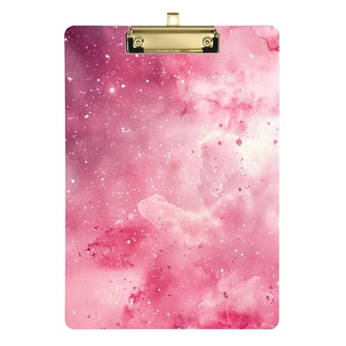 Dreamy Galaxy Starry Peach Mini-Klemmbrett, transparent, gemustert, Klemmbrett für Trainer, medizinisches Klassenzimmer, Größe 22,9 x 30,5 cm von sanluoli