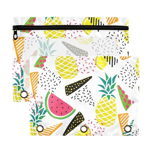 Fruit Simple Fresh Minimalistischer Binder-Bleistift mit transparentem Fenster, Federmäppchen mit Reißverschluss, in verschiedenen Farben, 3-Ringbuch zur Aufbewahrung von 2 Stück von sanluoli