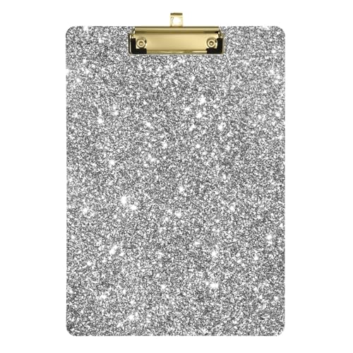 Glitzernd hell schimmernd perfekt silber wetterfestes Klemmbrett Acryl niedliches Klemmbrett Organizer für Fußball LKW Fahrer Größe 22,9 x 30,5 cm von sanluoli