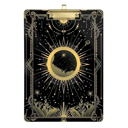 Golden Black Universe Galaxy Starry Klemmbrett schließt transparentes Künstler-Klemmbrett groß für das erste Jahr Lehrer Must Haves Größe 22,9 x 30,5 cm von sanluoli