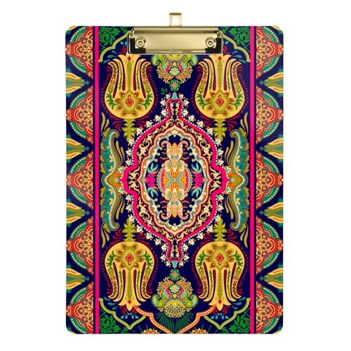 Klemmbrett mit Paisleymuster, ethnisches Retro-Design, transparentes Messing, Klemmbrett für Schüler, Mädchen, Kinder, Lehrer, Klemmbrett, Größe 22,9 x 30,5 cm von sanluoli