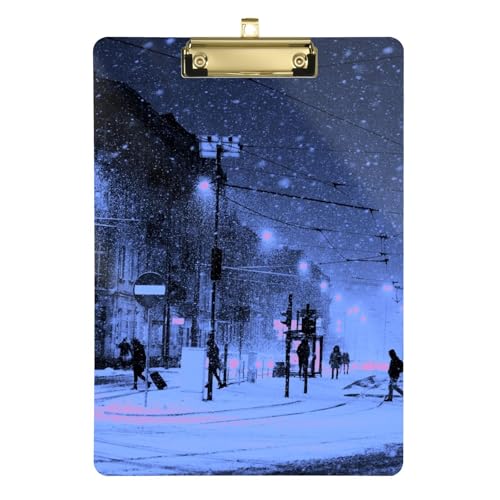 Night Cold Winter Binder mit Klemmbrett Kunststoff Ärzte Klemmbrett für Volleyball Baseball Trainer Größe 9 x 12 von sanluoli