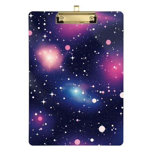 Pastell Galaxy Sky Dark Starry Klemmbrett Medizinisches Acryl Niedlicher Organizer mit Klemmbrett für legale Frauen Basketball-Trainer Größe 9 x 12 von sanluoli