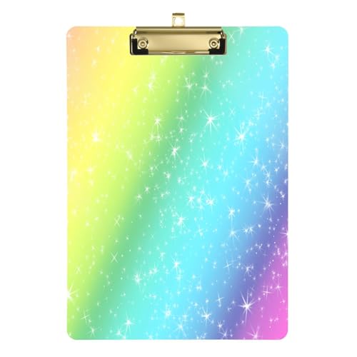 Regenbogen-Glitzer-Klemmbrett mit Aufhängehaken, Standard-Loch, Klemmbrett für Softball-Trainer, Klemmbrett, Lehrer, Größe 22,9 x 30,5 cm von sanluoli