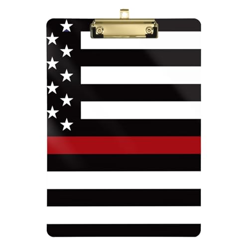 Thin Red Line Klemmbrett für Physiotherapeuten, USA, amerikanischer Ehren-Feuerwehrmann, großes Kunststoff-Klemmbrett für Lehrer, Muss für Klassenzimmer, Grundschule, Größe 22,9 x 30,5 cm von sanluoli