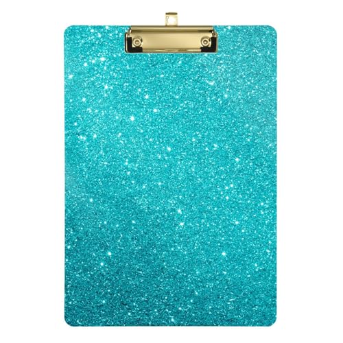 Tragbares Klemmbrett mit blauem Glitzer, Standardloch, taktisches Klemmbrett für Volleyball, Baseball, Trainer, Größe 22,9 x 30,5 cm von sanluoli