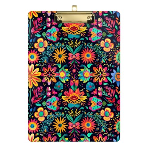 Vivid Floral Damen Klemmbrett Folio Wasserdicht Kunststoff Klemmbrett für Lehrer Must Haves für Klassenzimmer Grundschule Größe 22,9 x 30,5 cm von sanluoli