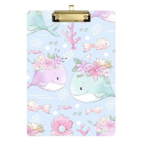 Whales Pfirsichgrüne Korallen-Mappe mit Klemmbrett, Standard-Loch, Klemmbrett mit Ordner für legale Frauen, Basketball-Trainer, Größe 22,9 x 30,5 cm von sanluoli