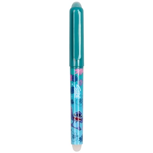 DISNEY Stitch Radierbarer Stift mit Radiergummi, Kugelschreiber, blaue Tinte, löschbar, Schule (B) von sarcia.eu