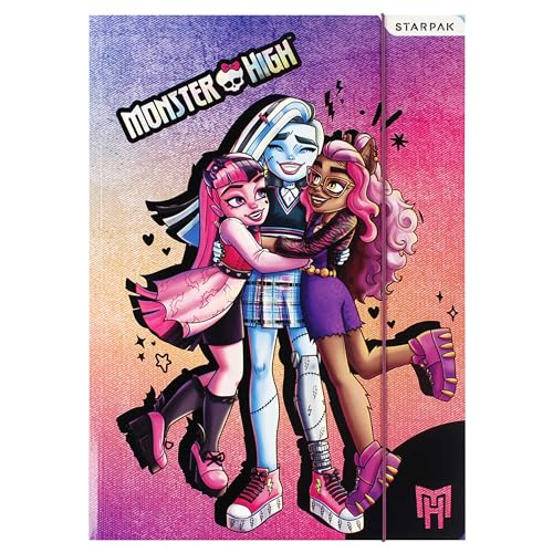 Monster High Bunte Mappe mit Gummiband, A4 Schulmappe für Kinder, Stundenplan x1 von sarcia.eu