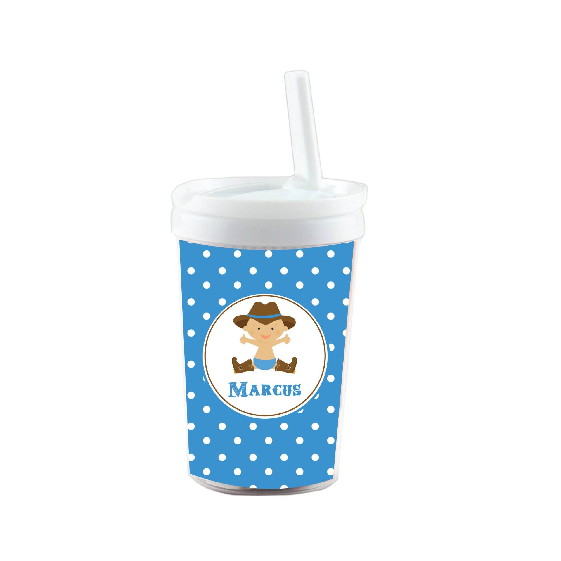Cowboy Blue Dots 10 Oz. Tumbler Cup - Becher Für Kinder, Geschenke Kleinkinder, Kinder Reisetasse, Personalisierter Kindertasse von sassyhostess3