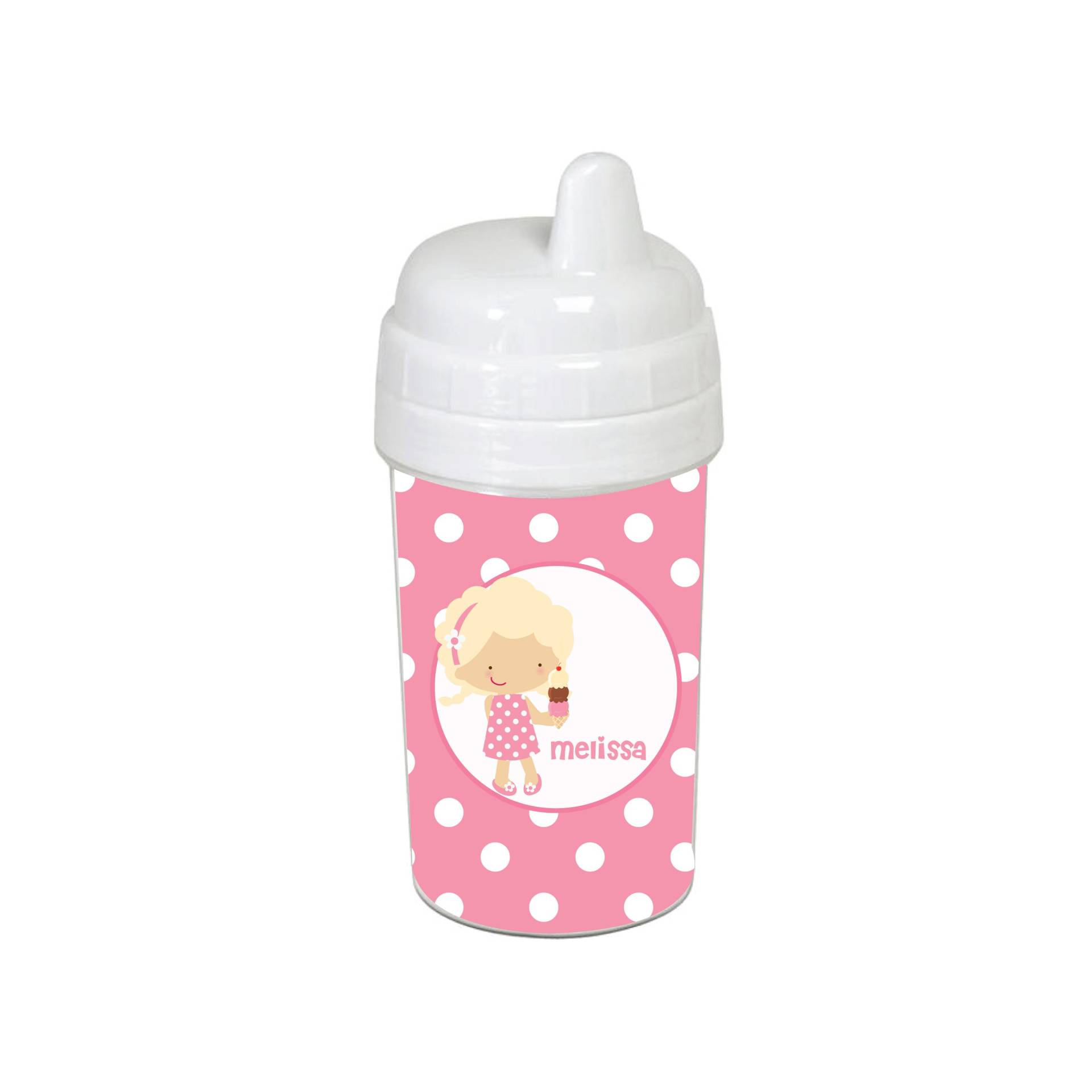 Pink Gepunktete Eiscreme Mädchen Personalisiert 200 G Sippy Tasse, S011 Personalisierte Geschenke von sassyhostess3