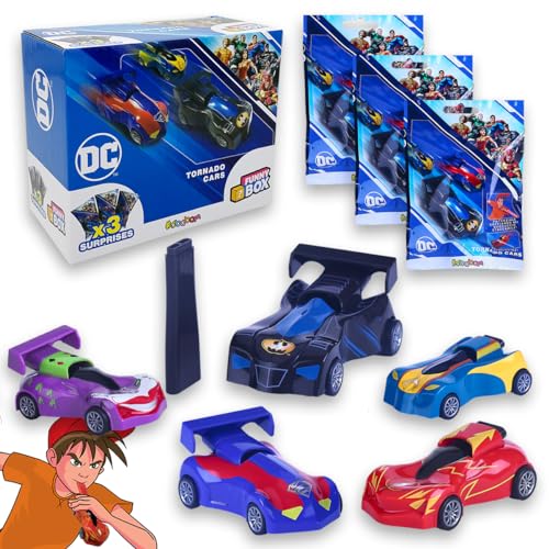 #sbabam Funny Box DC Tornado Cars, Kinderautos mit DC-Charakteren, 3 Stück, Spiele für Kinder vom Kiosk - Batman-Maschine, Joker, Superman und andere ideal als Geschenk für Kinder von #sbabam