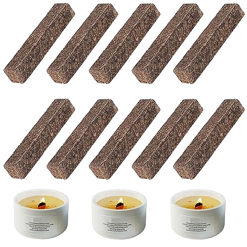 Kerzendocht für Kerzenfresser, 10 Stück Dauerdocht für Kerzenreste Wachsfeuer Docht aus Holz, Gartenfeuer Docht für Outdoor Kerzen, Dauerdocht für Wachsfresser zum Wachs Kerzenreste Schmelzen, 1x1x9cm von scalingscal