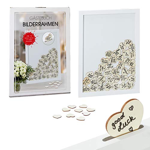 schenken-24 Gästebuch zur Hochzeit - Auswahl `Holzherzen zum Beschriften`, Gästebuch Hochzeit:Gästebuch ohne Bild von schenken-24