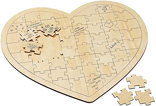 schenken-24 Gästebuch zur Hochzeit - Auswahl `Holzherzen zum Beschriften`, Gästebuch Hochzeit:Puzzle von schenken-24