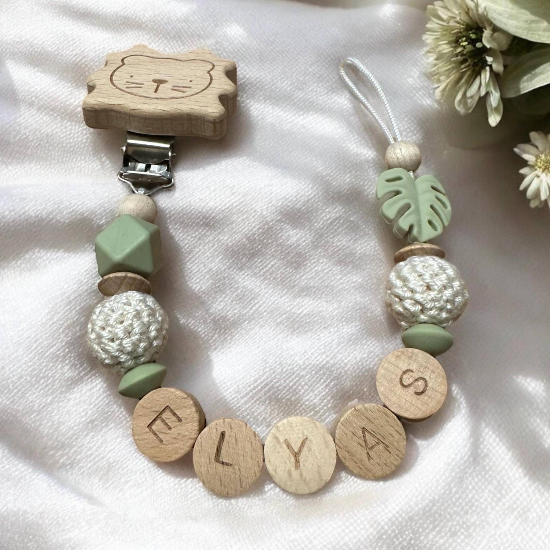 Schnullerkette Mit Namen Monstera Löwenclip Baby Junge Mädchen Babyzubehör Personalisiert Personalisierte Geschenk Zur Geburt Taufe von schnullerzauber1