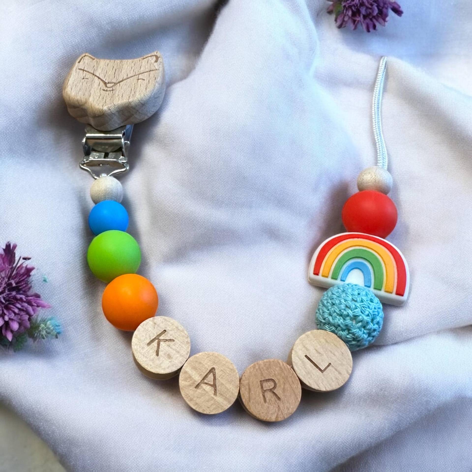 Schnullerkette Mit Namen Regenbogen Junge Mädchen Baby Personalisiert Personalisierte Geschenke Newborn Blau Geschenk Zur Geburt Taufe von schnullerzauber1